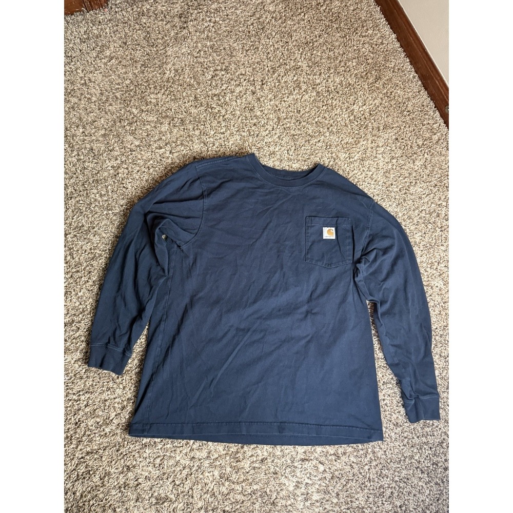 Carhartt Original Fit K126 984 Blue Heavyweight Pocket T-Shirt Men's L Tall